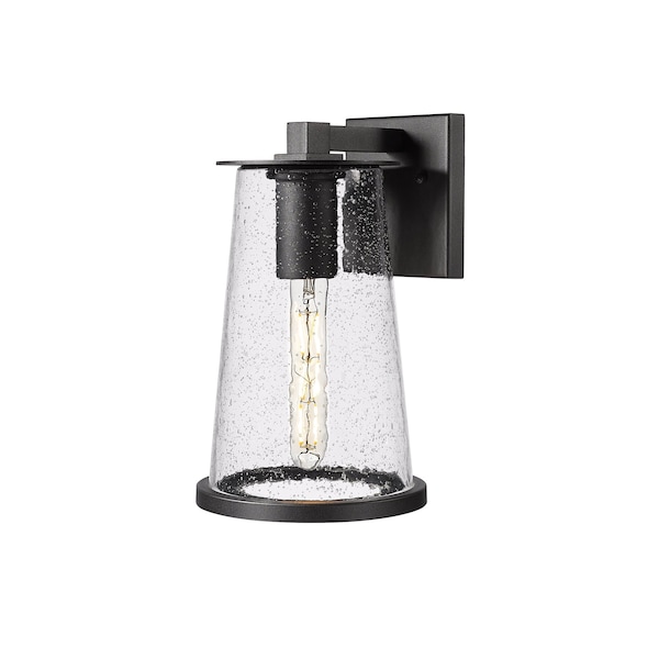 Z-Lite Bar Harbor Outdoor Wall, 1-Light, 7.5 In.W x 8.25 In.L x 12.5 In.H, Sand Black/Clear seedy 5004M-BK - main